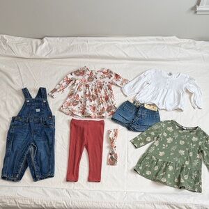Old Navy Kids Mix & Match Outfit Set with Floral Tops, Overalls and Denim Shorts